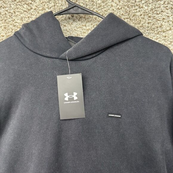 Under Armour Icon Heavyweight Fleece Wash Oversized Hoodie Mens Medium Black New - Picture 2 of 14